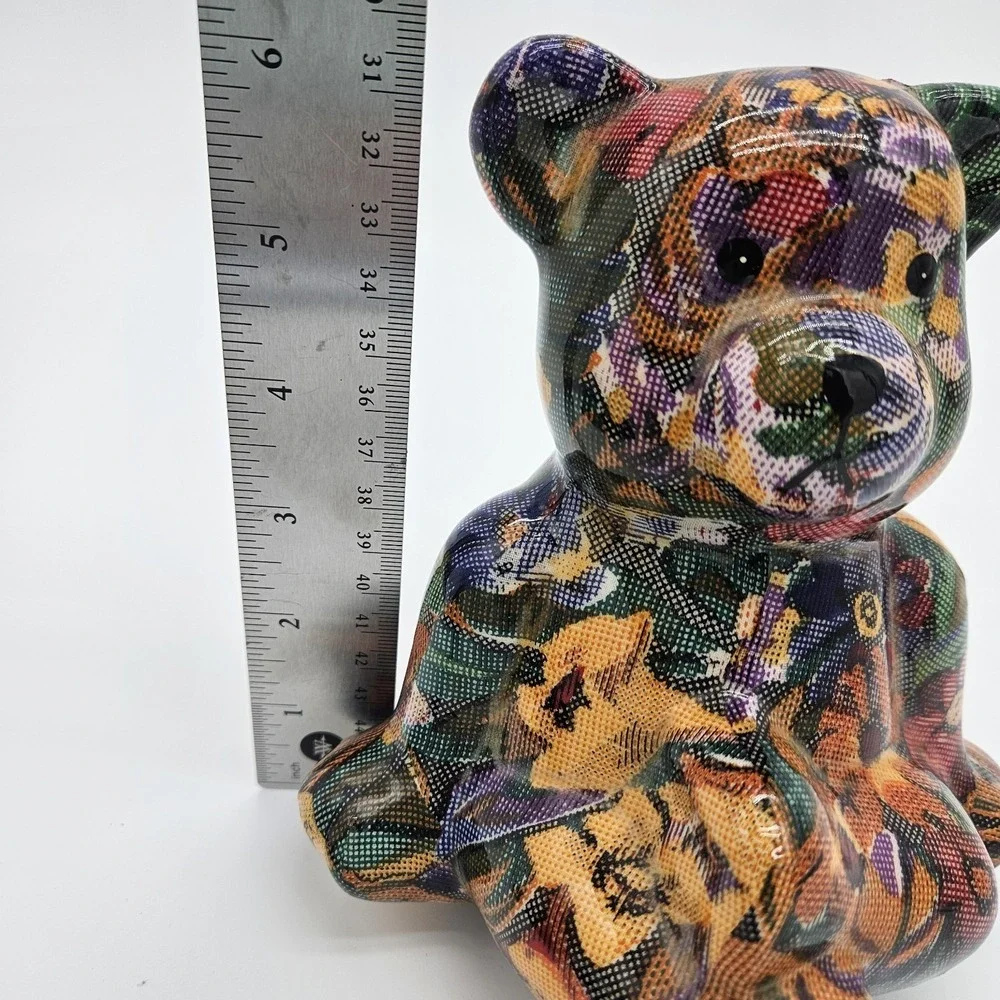 Vtg Patchwork Joan Baker Shelf Sitting Bear Cottagecore Cute